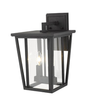 Seoul 2 Light 9.25" Outdoor Wall Light in Black