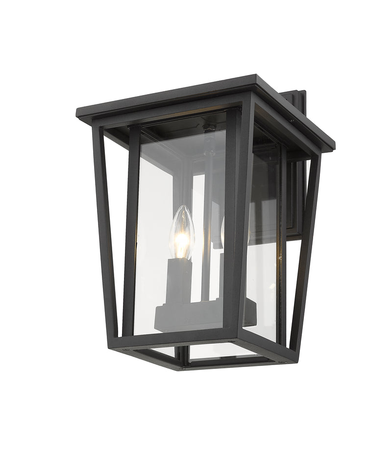 Seoul 2 Light 9.25" Outdoor Wall Light in Black