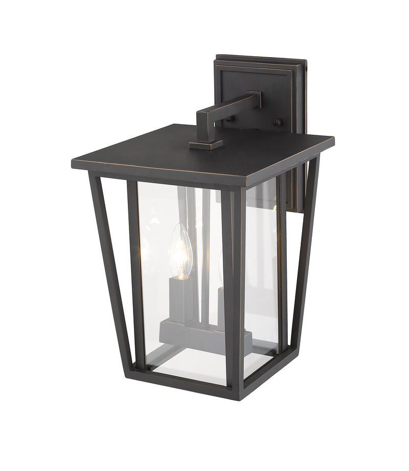 Seoul 2 Light 9.25" Outdoor Wall Light in Oil Rubbed Bronze