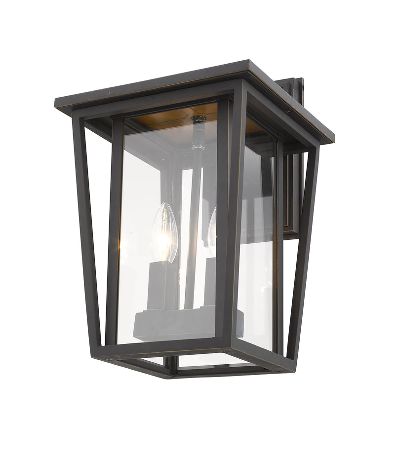 Seoul 2 Light 9.25" Outdoor Wall Light in Oil Rubbed Bronze