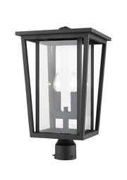Seoul 2 Light 11.25" Outdoor Post Mount Fixture in Black, Post Top Only, Round Fitter