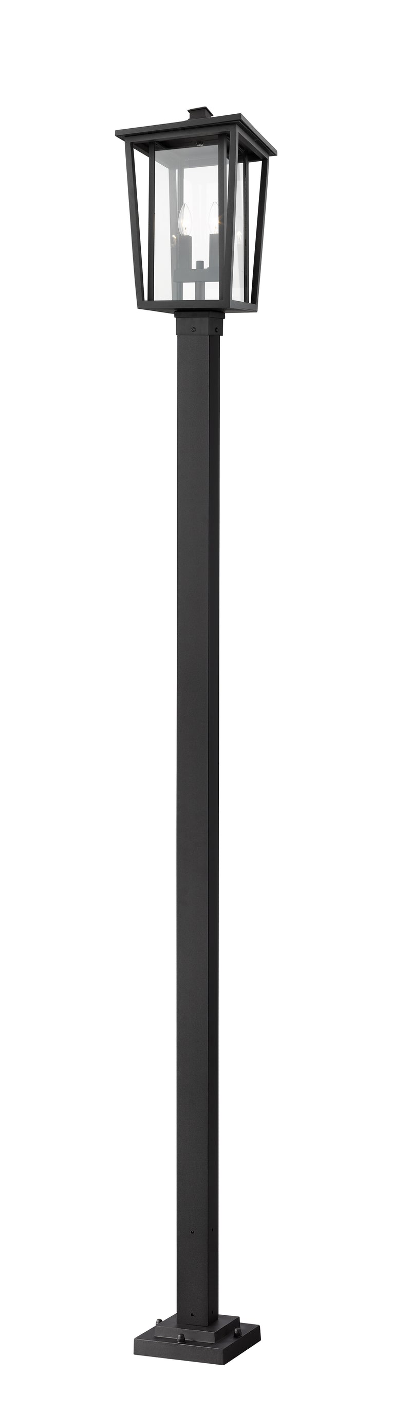 Seoul 2 Light 11.25" Outdoor Post Mount Fixture in Black, 96" Square Post