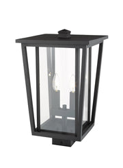 Seoul 2 Light 11.25" Outdoor Post Mount Fixture in Black, Post Top Only, Square Fitter