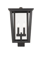 Seoul 2 Light 11.25" Outdoor Post Mount Fixture in Oil Rubbed Bronze, Post Top Only, Square Fitter