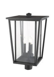 Seoul 3 Light 14" Outdoor Post Mount Fixture in Black, Post Top Only, Round Fitter