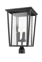 Seoul 3 Light 14" Outdoor Post Mount Fixture in Black, Post Top Only, Round Fitter