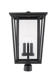 Seoul 3 Light 14" Outdoor Post Mount Fixture in Black, Post Top Only, Round Fitter