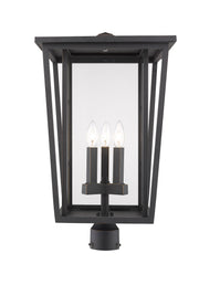 Seoul 3 Light 14" Outdoor Post Mount Fixture in Oil Rubbed Bronze, Post Top Only, Round Fitter