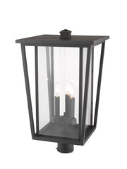 Seoul 3 Light 14" Outdoor Post Mount Fixture in Oil Rubbed Bronze, Post Top Only, Round Fitter