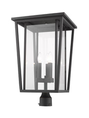 Seoul 3 Light 14" Outdoor Post Mount Fixture in Oil Rubbed Bronze, Post Top Only, Round Fitter