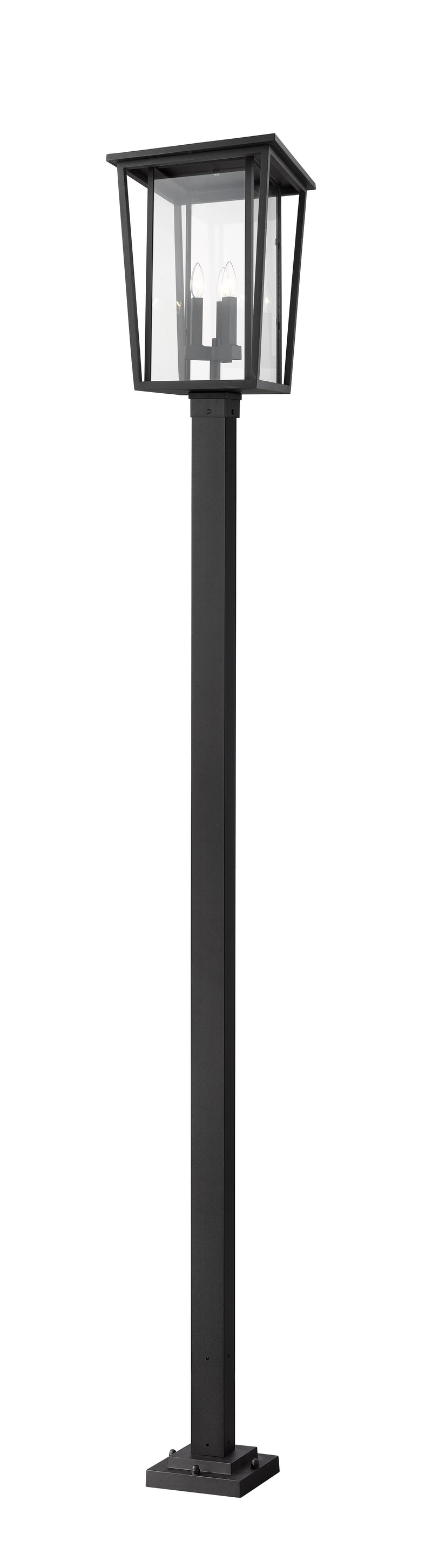 Seoul 3 Light 14" Outdoor Post Mount Fixture in Black, 96" Square Post
