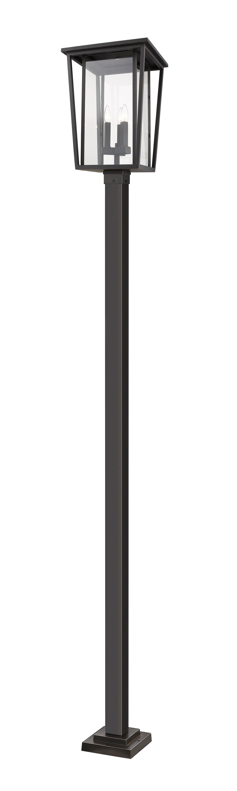 Seoul 3 Light 14" Outdoor Post Mount Fixture in Oil Rubbed Bronze, 96" Square Post