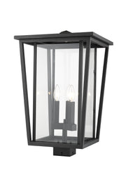Seoul 3 Light 14" Outdoor Post Mount Fixture in Black, Post Top Only, Square Fitter