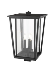 Seoul 3 Light 14" Outdoor Post Mount Fixture in Black, Post Top Only, Square Fitter