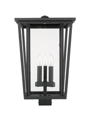 Seoul 3 Light 14" Outdoor Post Mount Fixture in Black, Post Top Only, Square Fitter
