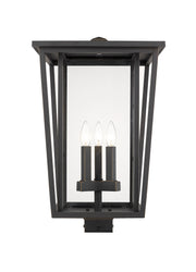 Seoul 3 Light 14" Outdoor Post Mount Fixture in Oil Rubbed Bronze, Post Top Only, Square Fitter