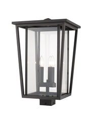 Seoul 3 Light 14" Outdoor Post Mount Fixture in Oil Rubbed Bronze, Post Top Only, Square Fitter