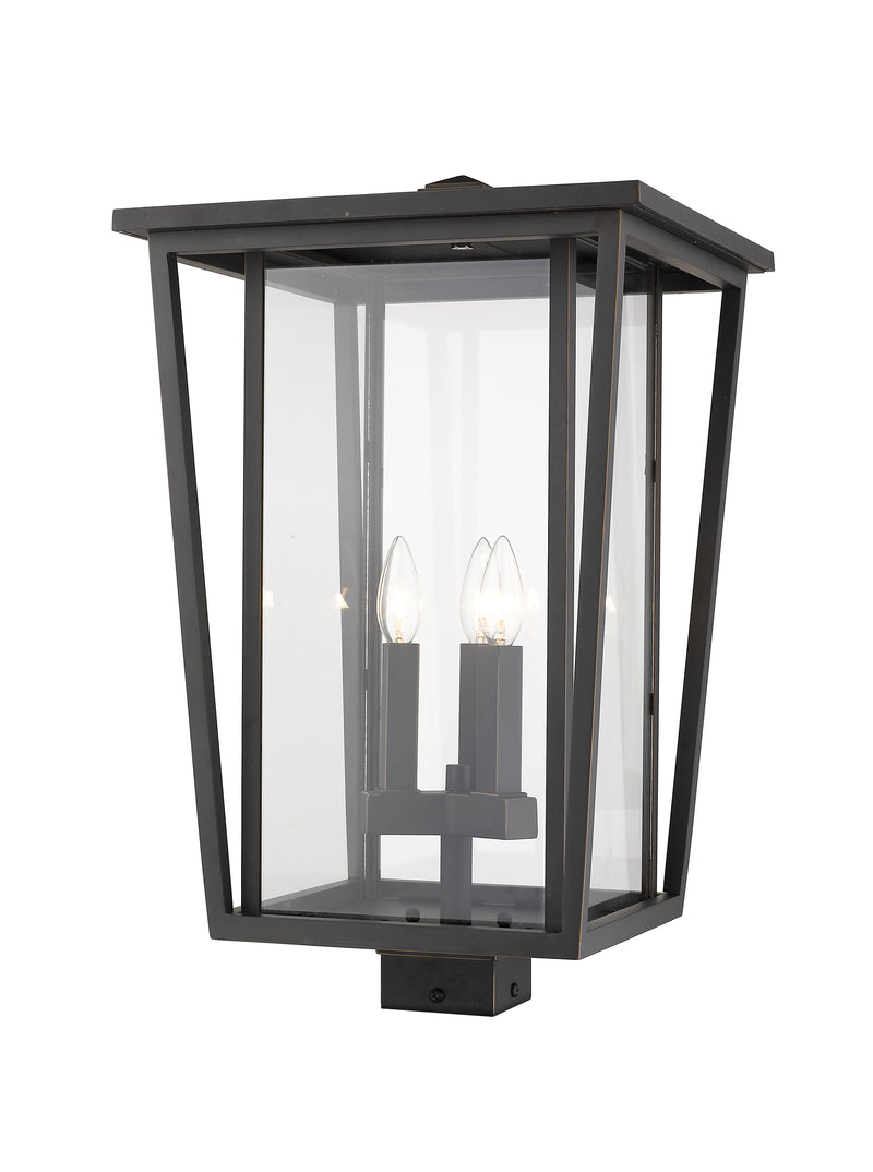 Seoul 3 Light 14" Outdoor Post Mount Fixture in Oil Rubbed Bronze, Post Top Only, Square Fitter