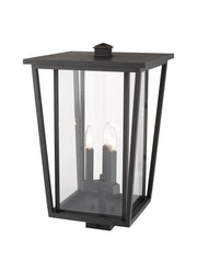 Seoul 3 Light 14" Outdoor Post Mount Fixture in Oil Rubbed Bronze, Post Top Only, Square Fitter