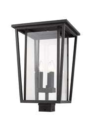 Seoul 3 Light 14" Outdoor Post Mount Fixture in Oil Rubbed Bronze, Post Top Only, Square Fitter