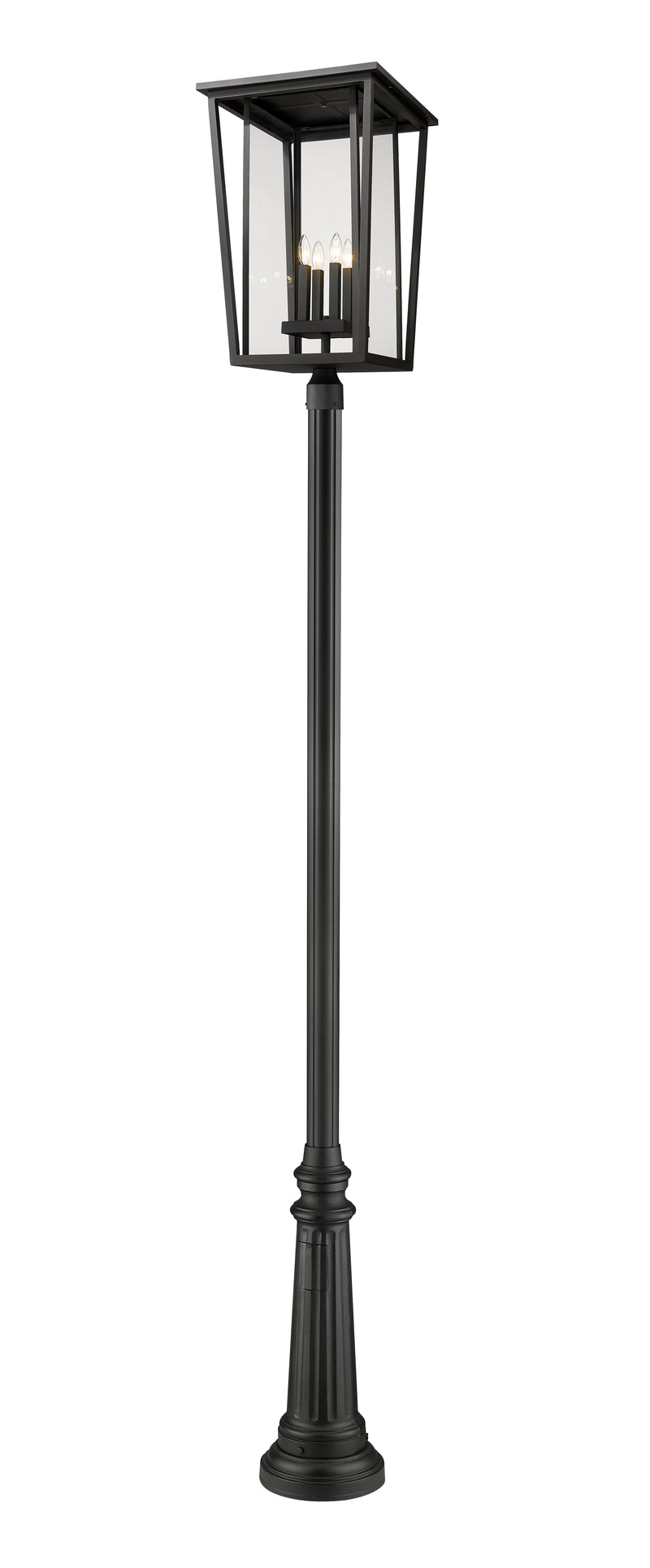 Seoul 4 Light 18" Outdoor Post Mount Fixture in Black, 96" Post (511P)
