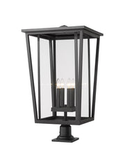 Seoul 4 Light 18" Outdoor Post Mount Fixture in Black, Pier Mount, 6" Base