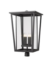 Seoul 4 Light 18" Outdoor Post Mount Fixture in Black, Post Top Only, Round Fitter