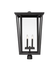 Seoul 4 Light 18" Outdoor Post Mount Fixture in Black, Post Top Only, Round Fitter