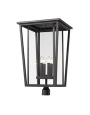 Seoul 4 Light 18" Outdoor Post Mount Fixture in Black, Post Top Only, Round Fitter