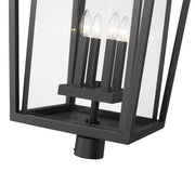 Seoul 4 Light 18" Outdoor Post Mount Fixture in Black, Post Top Only, Round Fitter