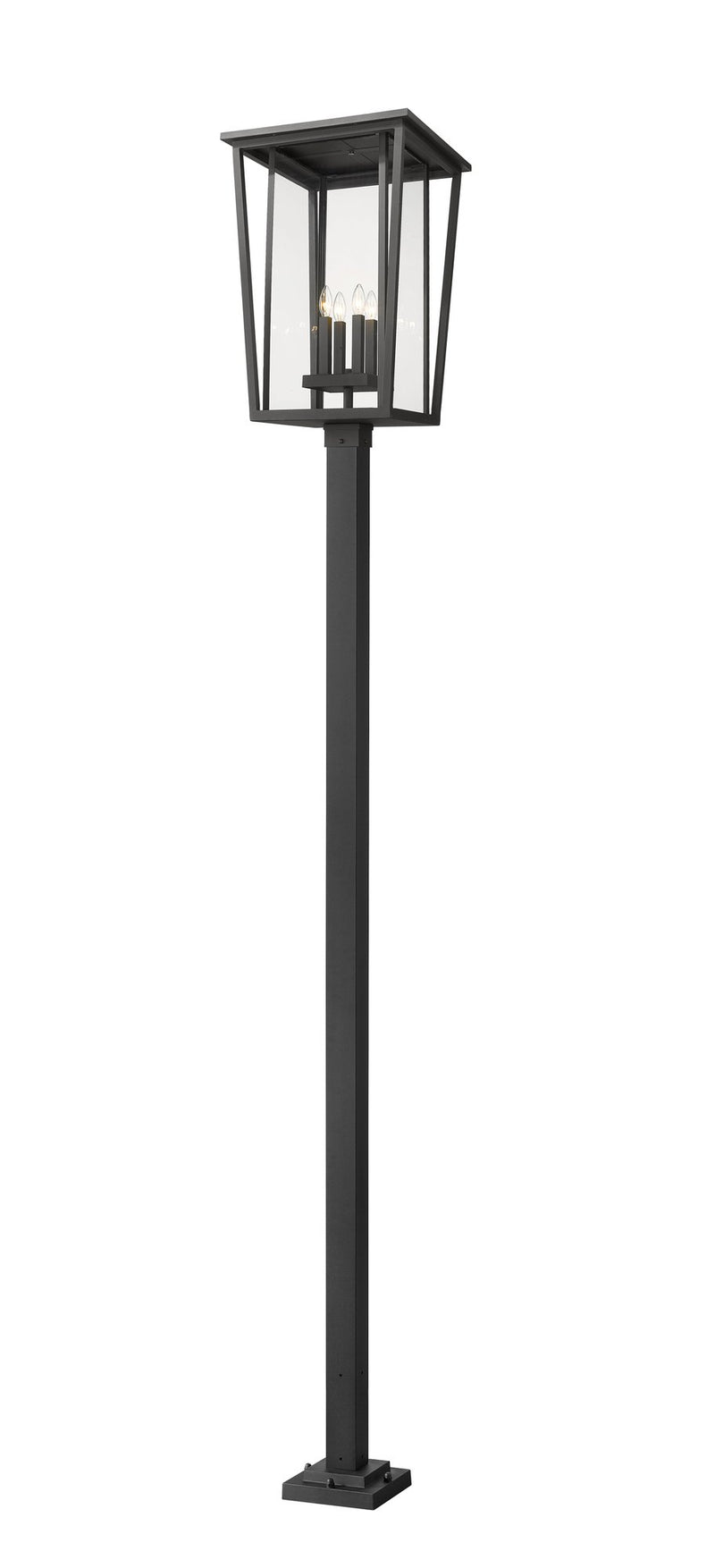 Seoul 4 Light 18" Outdoor Post Mount Fixture in Black, 96" Square Post