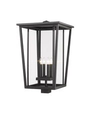 Seoul 4 Light 18" Outdoor Post Mount Fixture in Black, Post Top Only, Square Fitter