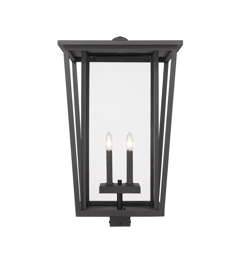 Seoul 4 Light 18" Outdoor Post Mount Fixture in Black, Post Top Only, Square Fitter