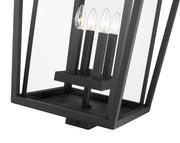Seoul 4 Light 18" Outdoor Post Mount Fixture in Black, Post Top Only, Square Fitter