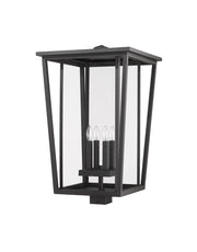 Seoul 4 Light 18" Outdoor Post Mount Fixture in Black, Post Top Only, Square Fitter