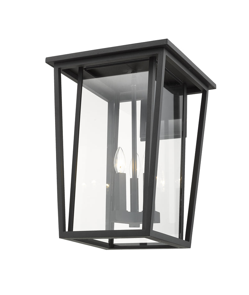 Seoul 3 Light 14" Outdoor Wall Light in Black