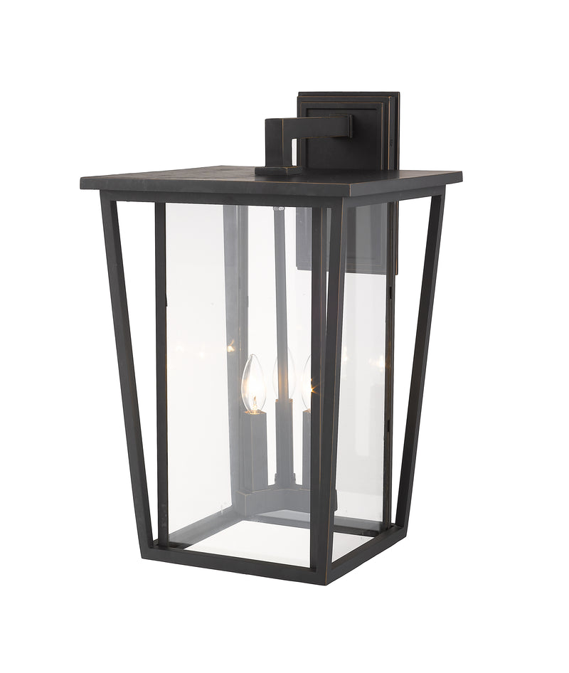 Seoul 3 Light 14" Outdoor Wall Light in Oil Rubbed Bronze