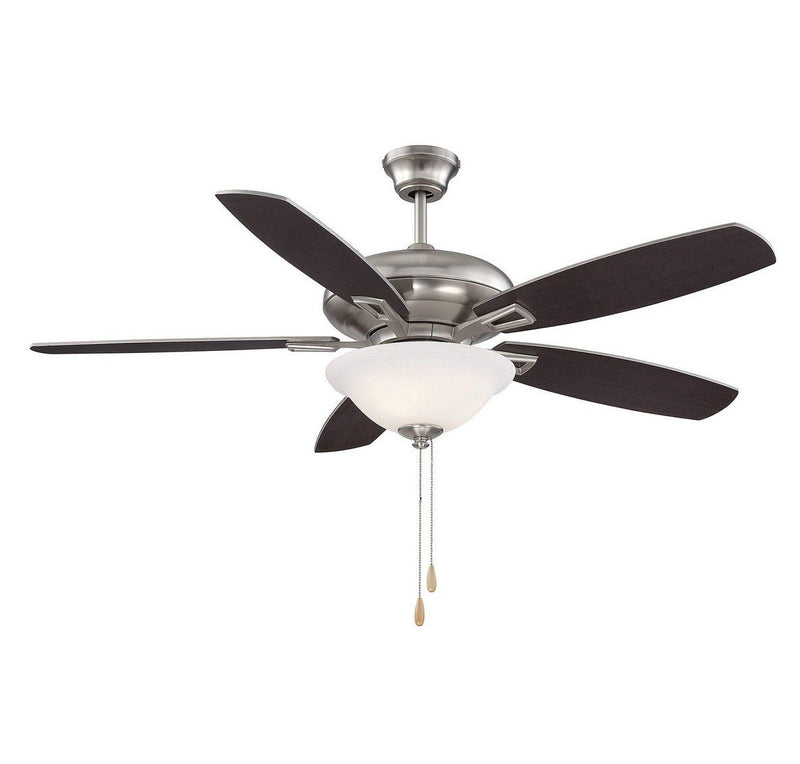 Traditional 52" 2-Light Ceiling Fan with Frosted Glass in Brushed Nickel