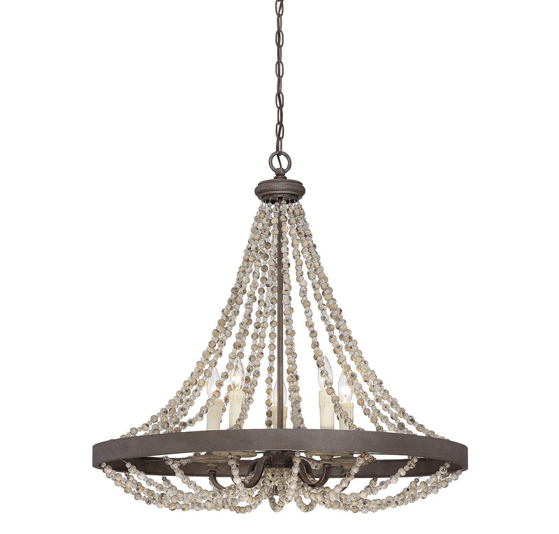 Mallory 5-Light Chandelier in Fossil Stone