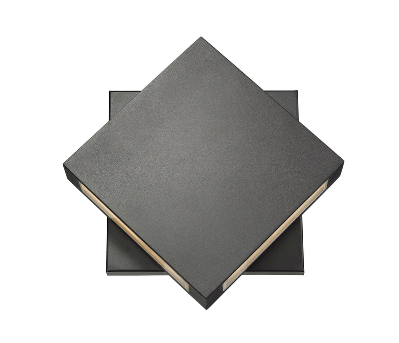 Quadrate 2 Light 11" Outdoor Wall Light in Black