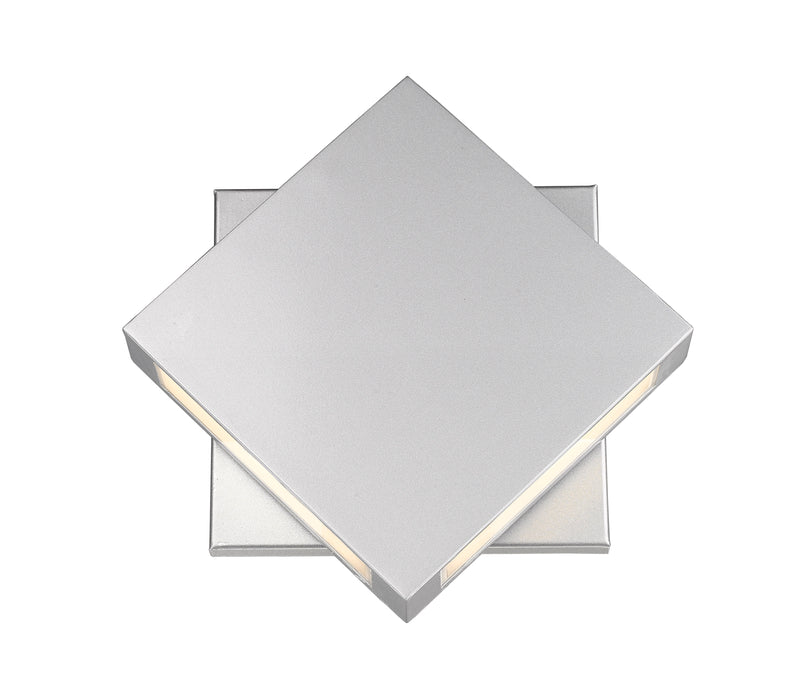 Quadrate 2 Light 11" Outdoor Wall Light in Silver