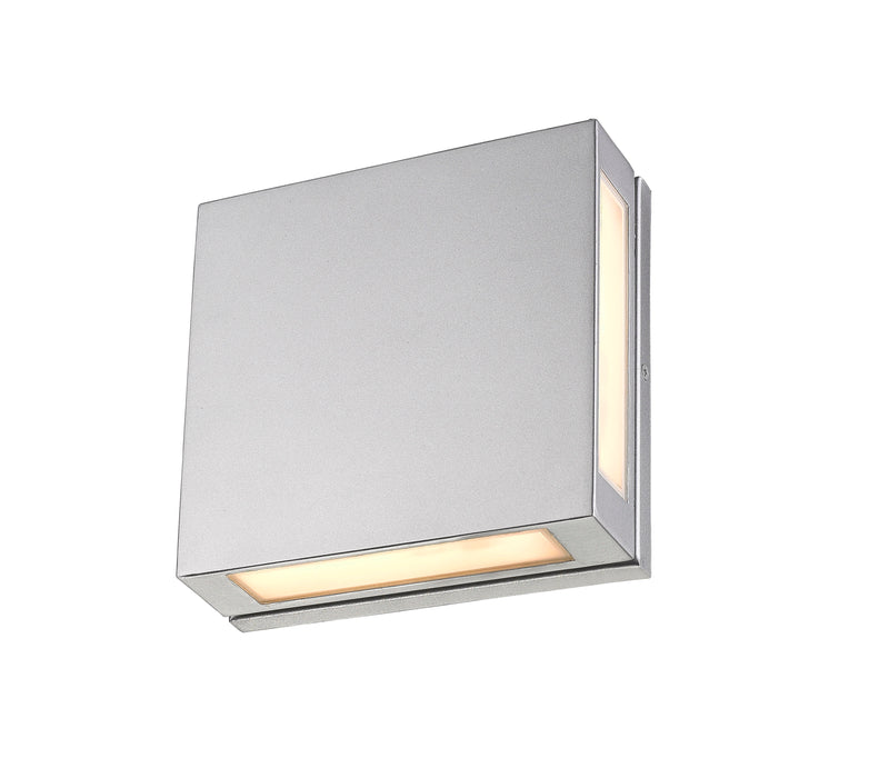Quadrate 2 Light 11" Outdoor Wall Light in Silver