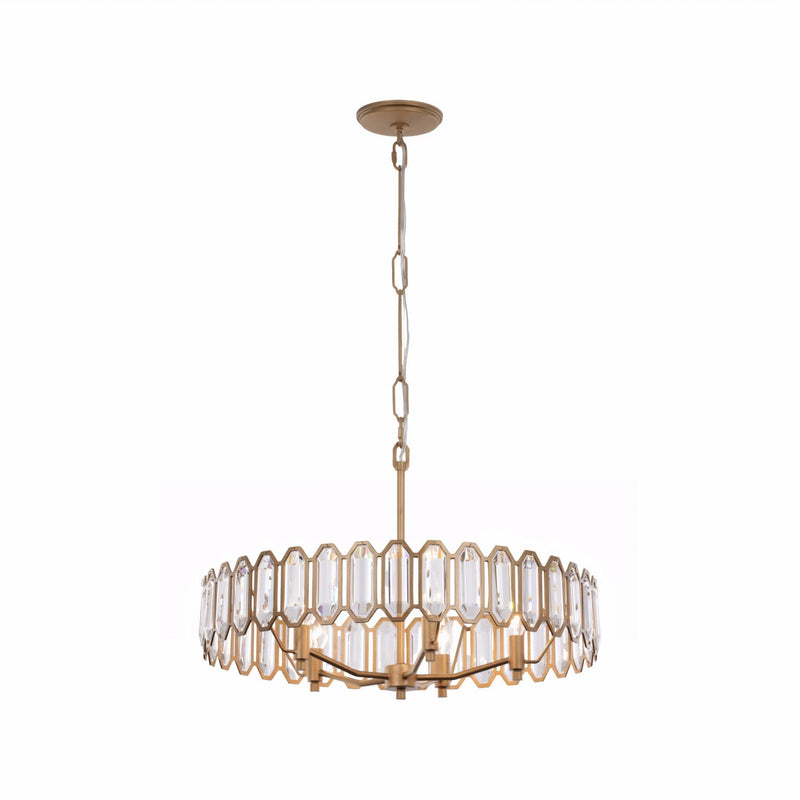 Drama Club 5-Light 24" Pendant in Brass Kisser