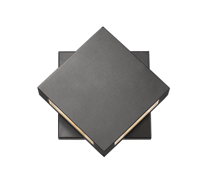 Quadrate 2 Light 9.25" Outdoor Wall Light in Black