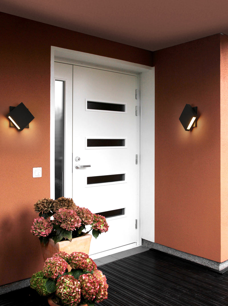Quadrate 2 Light 9.25" Outdoor Wall Light in Black in a room setting