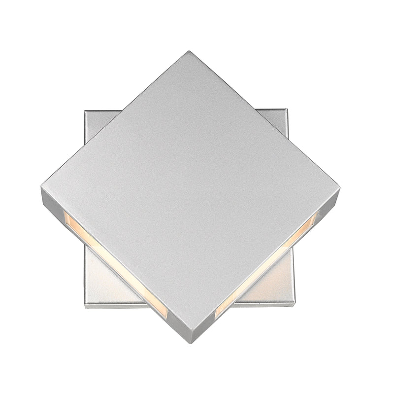 Quadrate 2 Light 9.25" Outdoor Wall Light in Silver