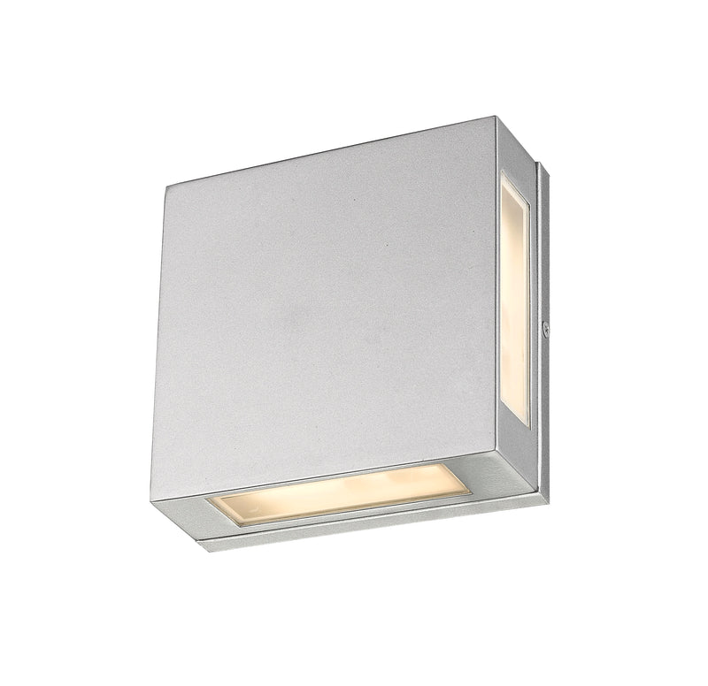 Quadrate 2 Light 9.25" Outdoor Wall Light in Silver