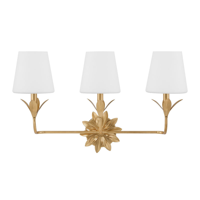 Broche 3 Light 25" Bathroom Vanity in Antique Gold