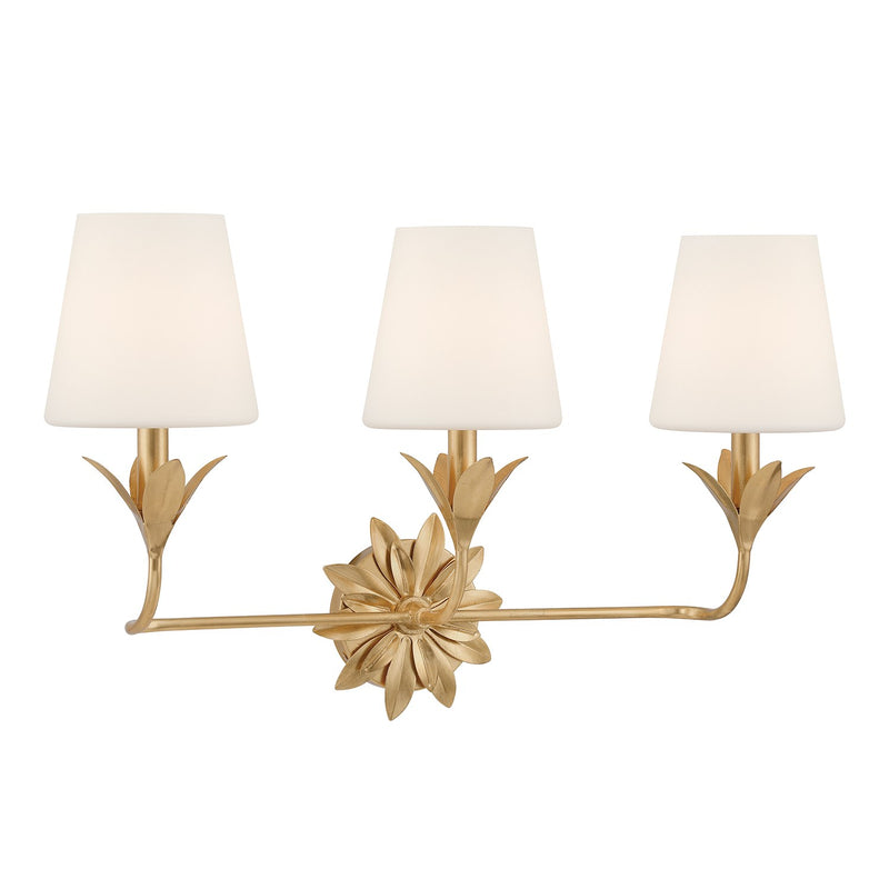 Broche 3 Light 25" Bathroom Vanity in Antique Gold