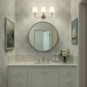Broche 3 Light 25" Bathroom Vanity in Antique Silver in a room setting